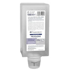 Graue plastikspenderflasche physioderm proglove hautschutzgel mit weißem etikett und schwarzem text zum handschutz