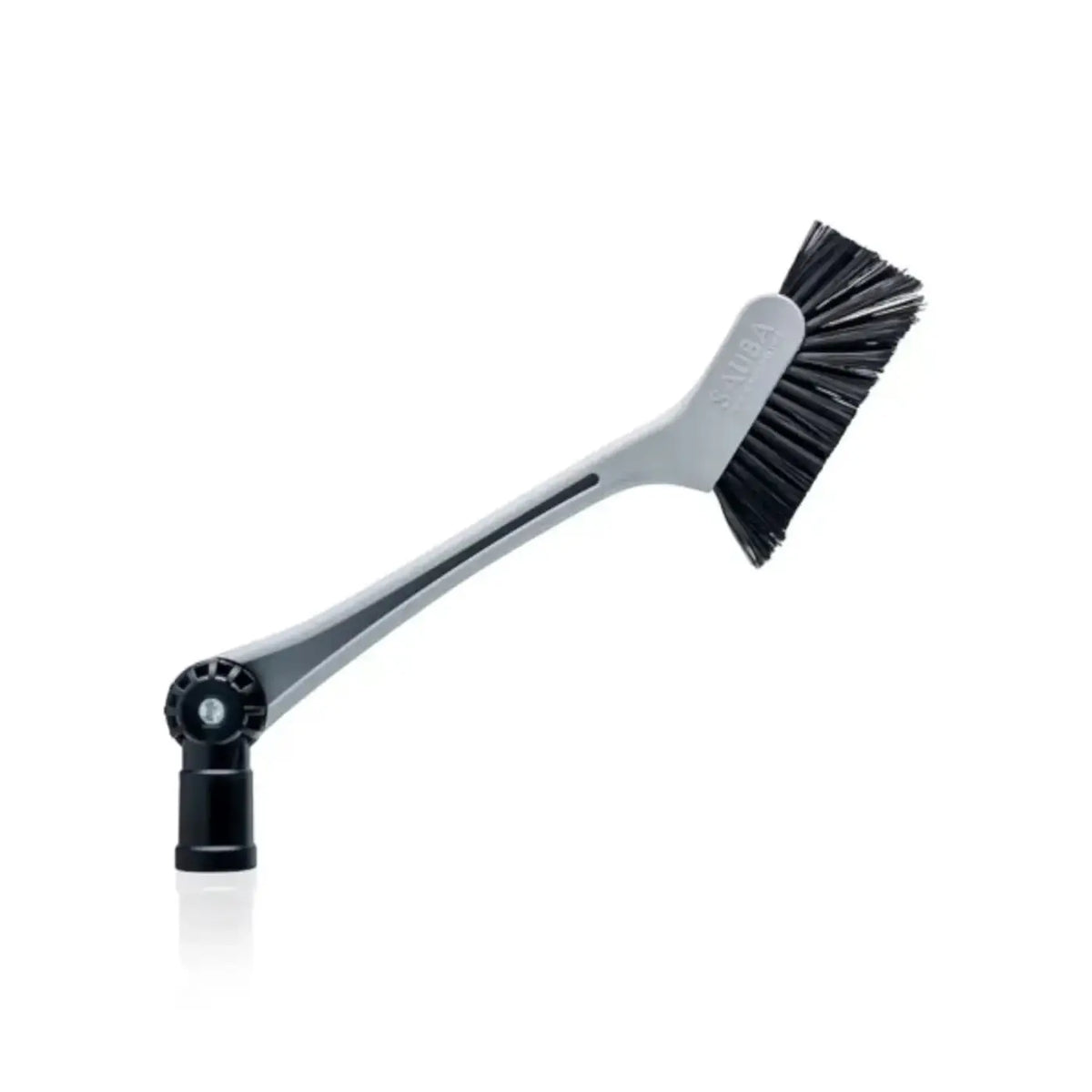 Graue und schwarze articulierte sauba fensterprofilbürste wilma mit dichten schwarzen borsten und adapter für staubsauger