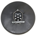 Schrubbteller nylon 16’’ 41cm schwarz runde scheibe mit sechseckigem metallrahmen und zentraler halterung rückseite