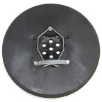 Schrubbteller nylon 16’’ 41cm schwarz runde scheibe mit sechseckigem metallrahmen und zentraler halterung rückseite