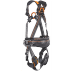 Schwarzer und oranger skilotec klettergurt skylotec ignite trion mit verstärkten webbing riemen