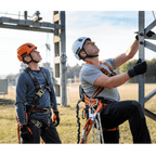 Orange weißer skylotec inceptor grx schutzhelm mit verstellbaren riemen für sicherheit am bau