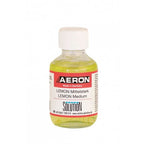 Aeron lemon mittelstark klare glasflasche mit weißem verschluss enthält gelbe flüssigkeit hergestellt in deutschland