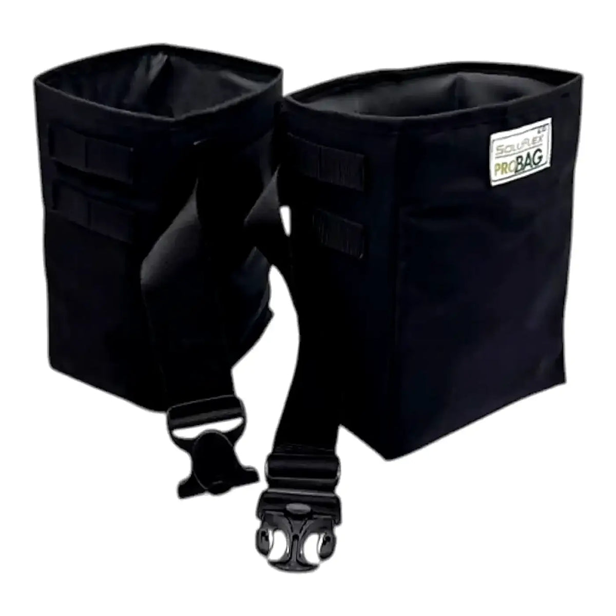 Schwarze stoff pannier taschen mit verstellbaren riemen und schnallenverschluss solution glöckner soluflex 4.0