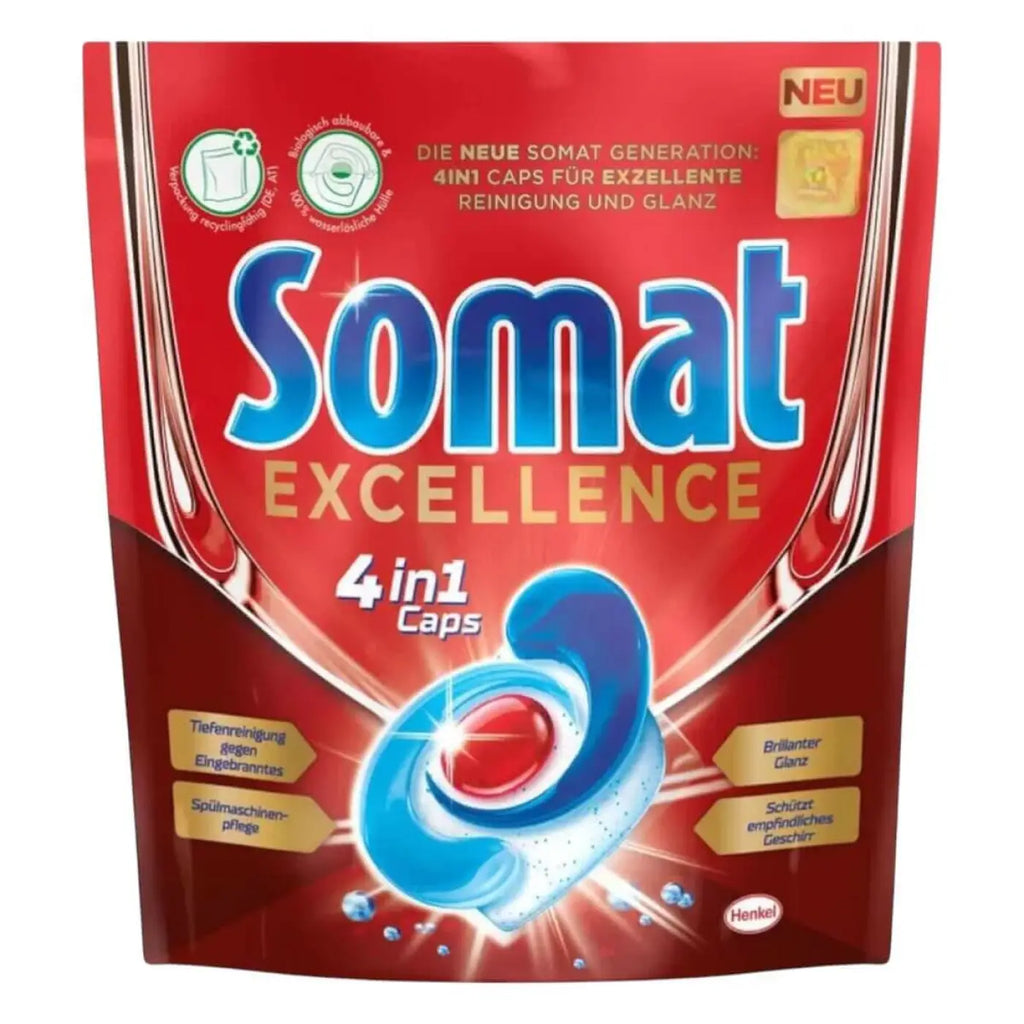 Somat spülmaschinen caps excellence 4in1 rote und blaue 4-in-1 kapseln in wiederverschließbarer verpackung