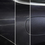 Matte schwarzer autolack mit feiner punktstruktur und schlanker, gebogener tankklappengriff bei sonax profiline perfect finish 1l