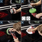 Rotes und schwarzes elektrisches poliergerät mit grünem schaumstoffpad für sonax profiline perfect finish 1l