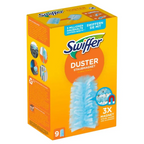 Swiffer duster staubfangtücher 9er pack mit hellblauem, weichem borstenkopf für effizientes staubwischen und magnetische reinigung