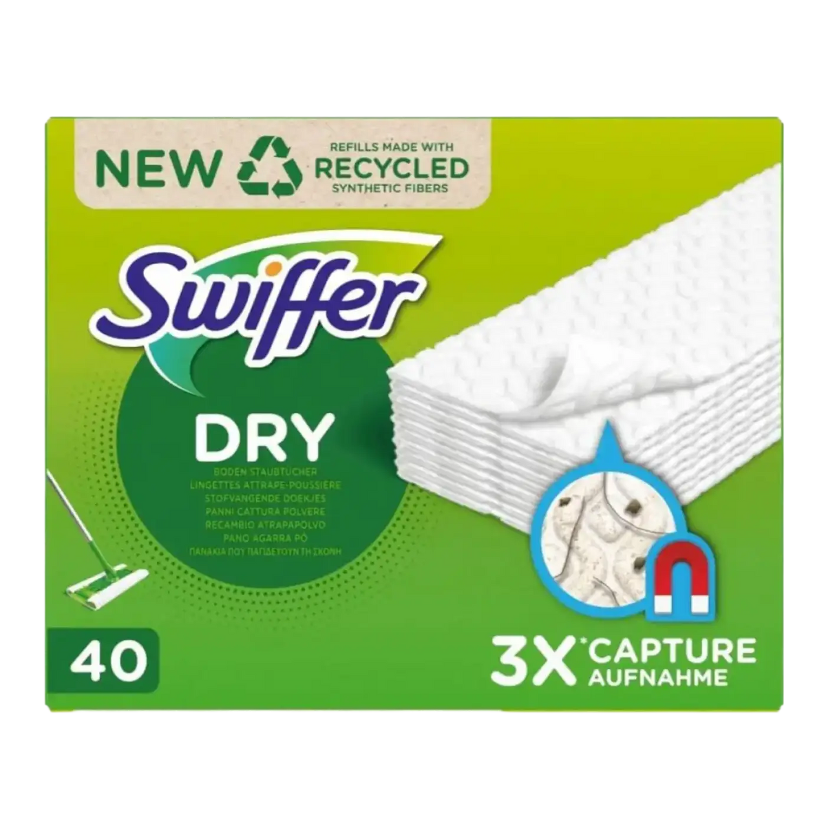 Swiffer sweeper bodentücher 40 stück weiß aus recycelten synthetischen fasern trockene ersatzpads
