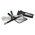 Ungu er akn12 ergotec ninja 4in1 fensterputzset mit schwarz-grauen mikrofasertüchern und grünen akzenten