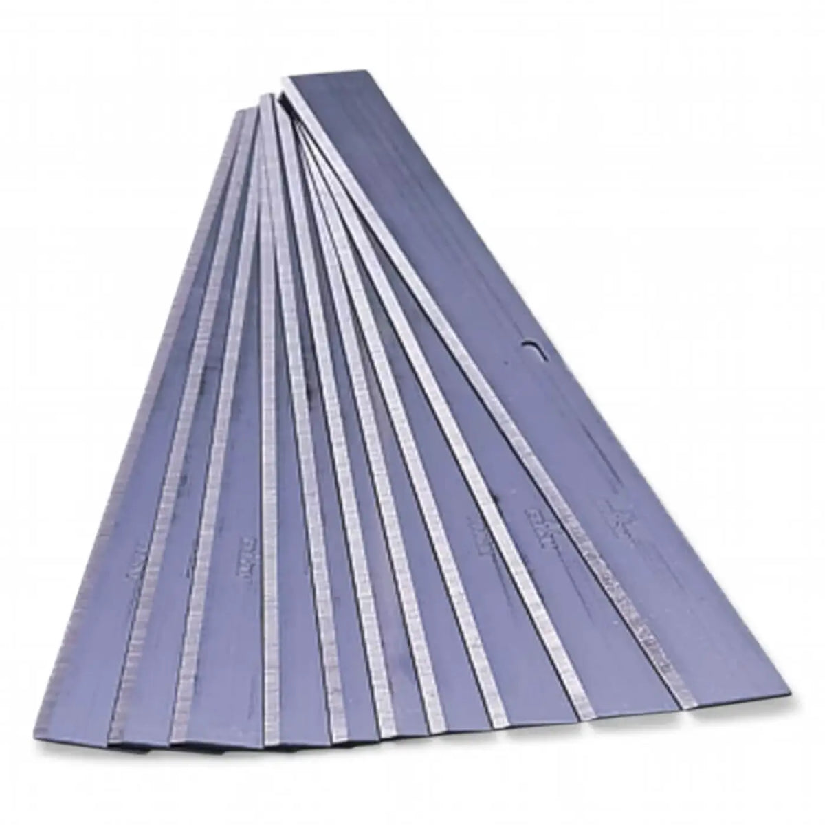 Set von zehn metallisch grauen ungerr bodenklingen 20 cm hdsb0 mit matter oberfläche und gravierten kanten