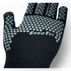 Schwarzer unger ergotec glasreinigungshandschuh mit grauen sechseckigen grips auf der handfläche und den fingern