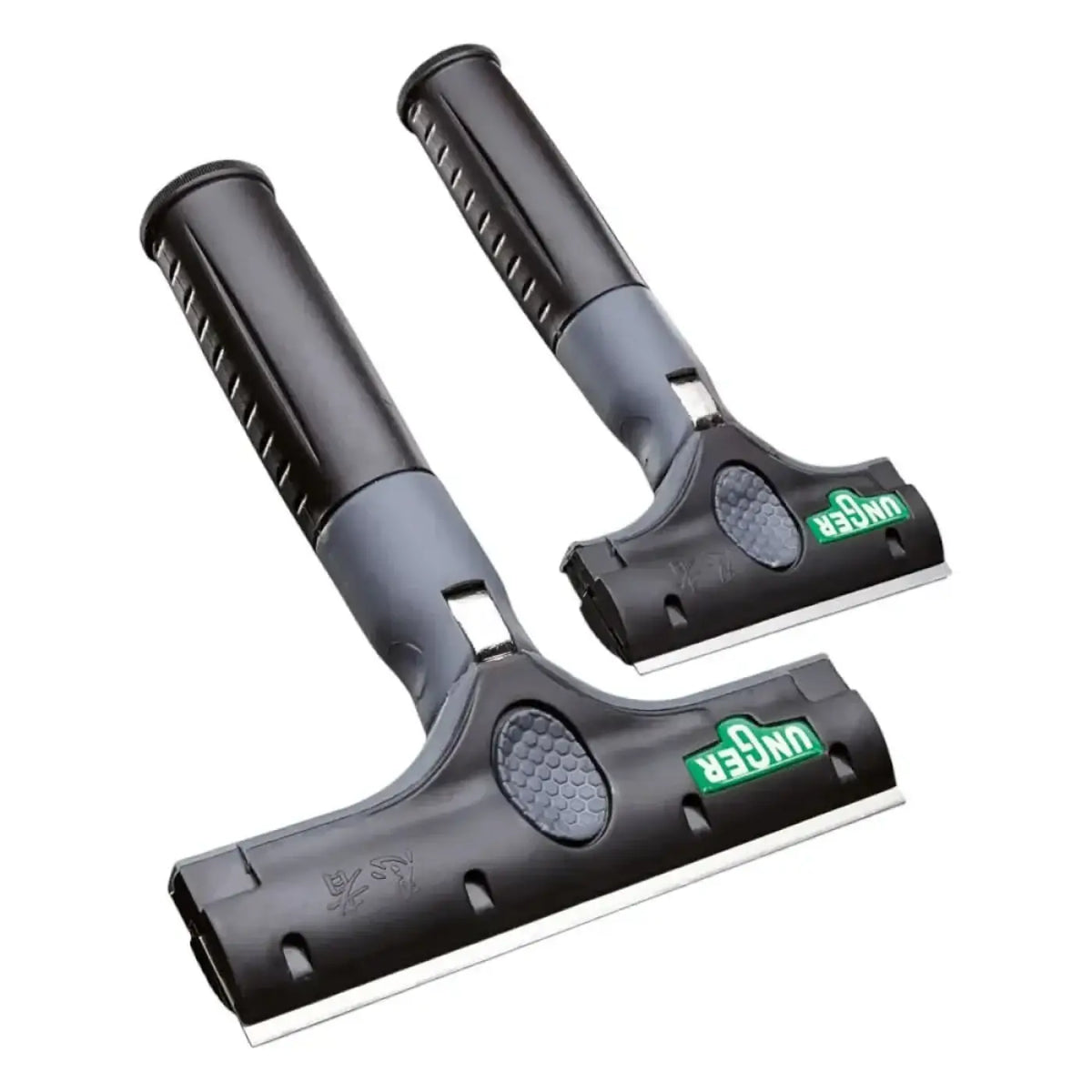 Schwarze unger ergotec ninja schaber mit strukturierten griffen und metallklinge für effizientes reinigen