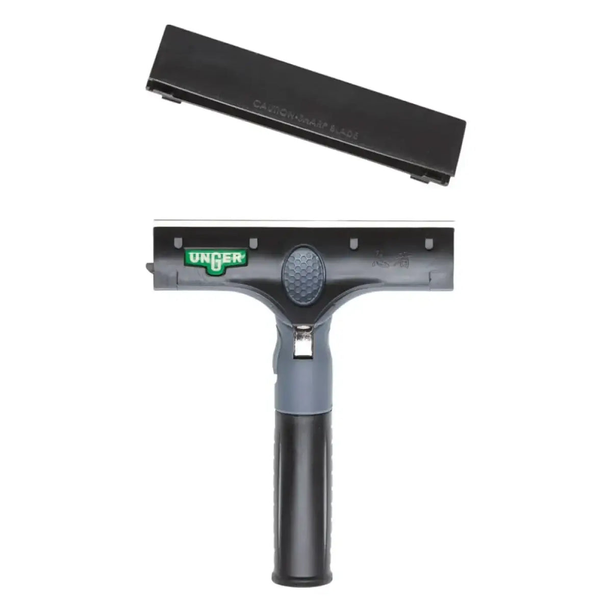 Schwarzer unger ergotec ninja schaber squeegee mit strukturiertem griff und abnehmbarem klingenblatt
