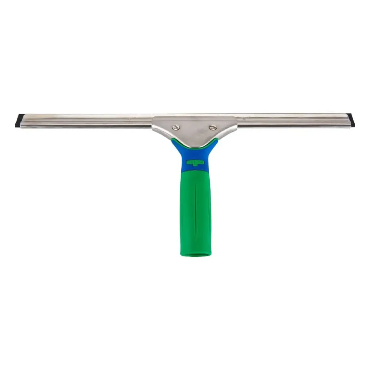 Unger green label fensterwischer mit grün-blauem ergonomischem griff und rostfreiem edelstahl-abzieherblatt
