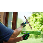 Unger greenlabel fensterreinigungs-set gtk35 mit grünem mikrofaserspachtel blauem griff und metallrahmen