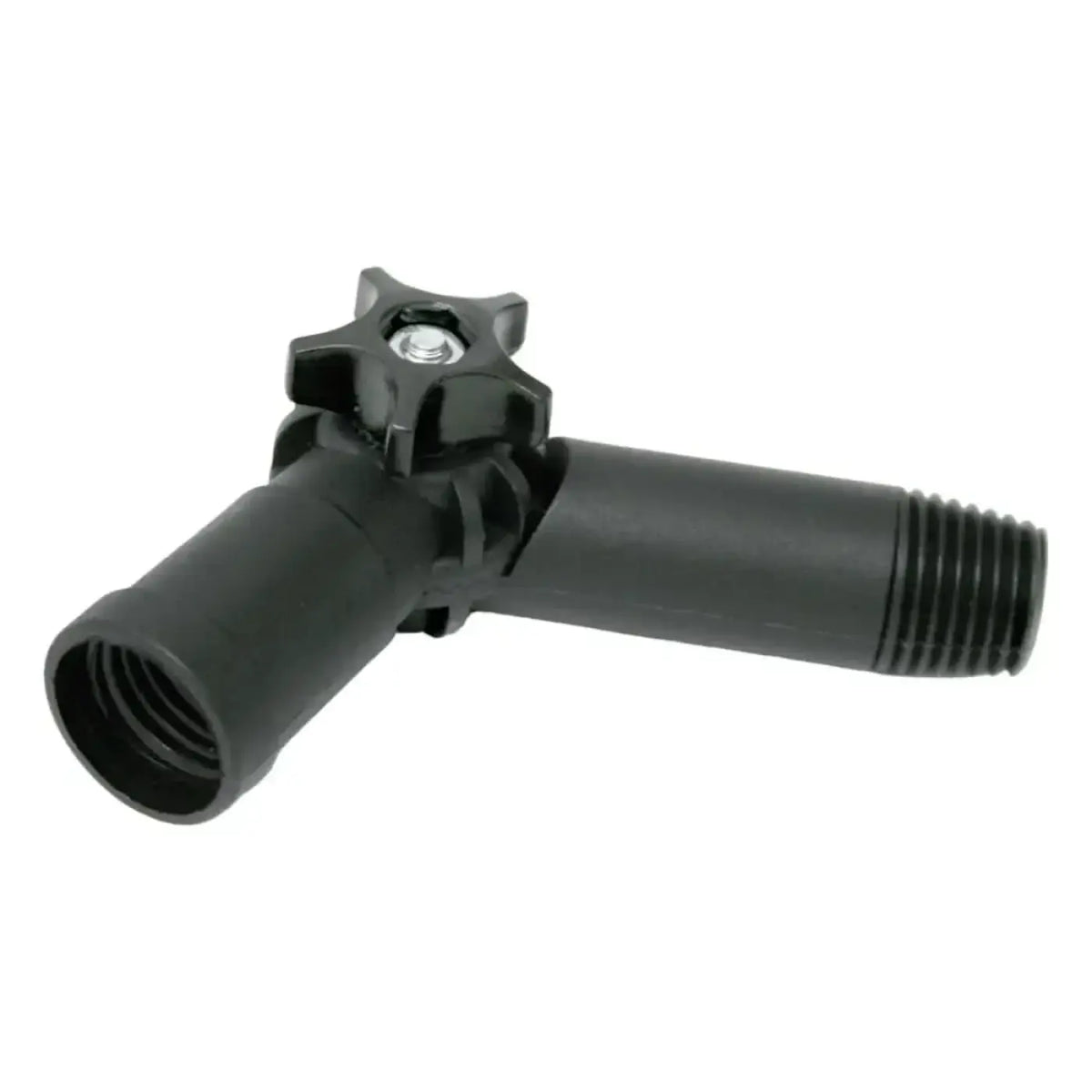 Schwarzer kunststoffrohrverbinder mit sternförmigem griff und gewindeenden unger hiflo multilink adapter ftgos
