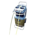 Blau-olivgrüne ungur hydropower ro m filter ro35c reinigungsmaschine mit metallgriff, rädern und schlauchanschlüssen sichtbar von hinten