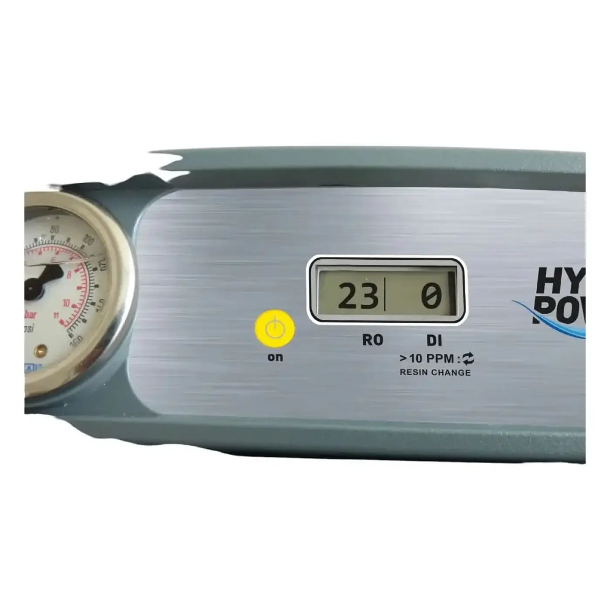 Silberner gebürsteter metallsensor mit digitalem display und analogen druckmesser für unger hydropower ro m filter ro35c