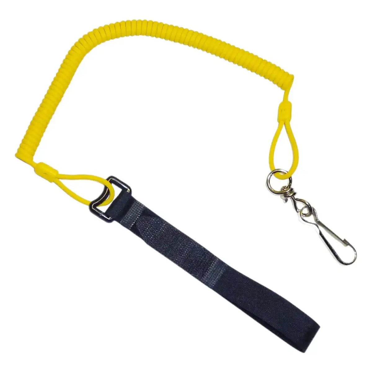 Unger lasso sicherungsseil sl010 gelbes spiralkabel mit schwarzem band und silbernem karabinerclip
