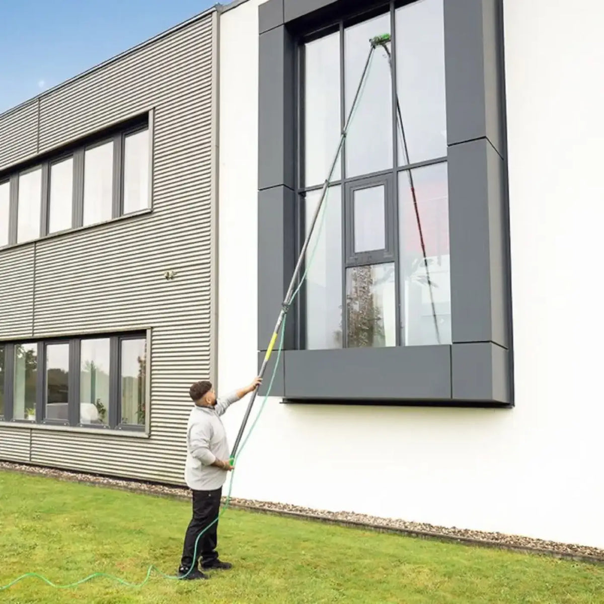 Unger nlite carbon 16k teleskopstange langer ausziehbarer fensterputzstab mit grün schwarzem griff