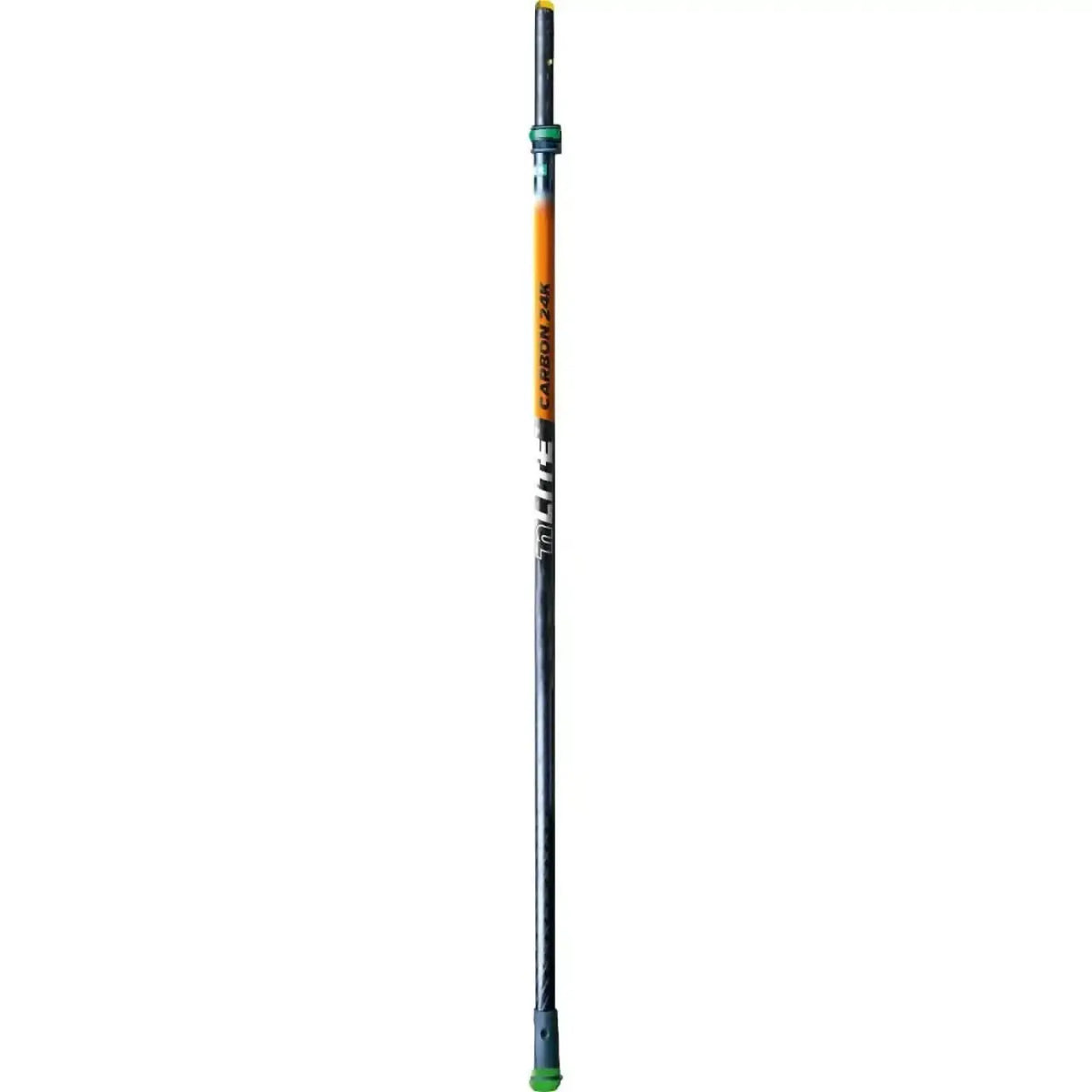 Schwarzer carbon faser teleskopstange mit orangen und grünen akzenten und tri-lite branding von unger nLite Carbon CF 24K
