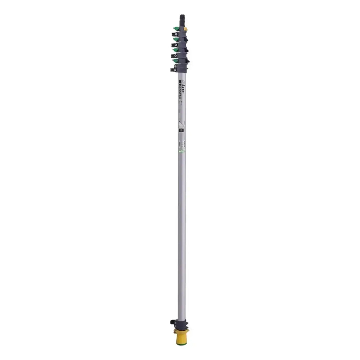Unger nLite connect alu masterstange silberne aluminiumausziehstange mit schwarzen und grünen verstellbaren segmenten und gelber basisabdeckung