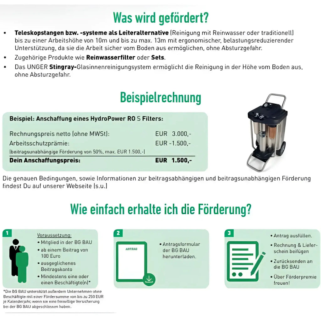 Schwarzes und silbernes unger stingray glasreinigungssystem mit griff für effiziente bodenreinigung uh35g karbonstange