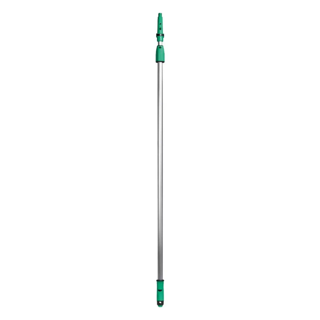 Grüne und silberne teleskopstange aus aluminium mit einstellbaren sektionen ungler optiloc 2-teilig