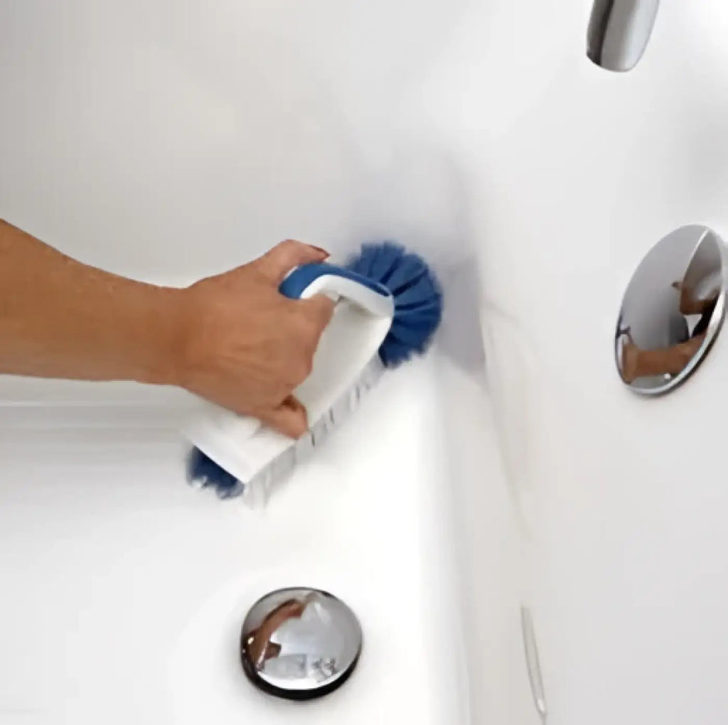 Unger robuste flachbürste blaue und weiße plastikbürste mit griff zum reinigen einer badewanne