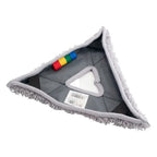 Grauer dreieckiger mikrofasermoppkopf mit regenbogenfarbigem griff und genähten kanten ungger stingray intensivreinigungs tripad srpd2