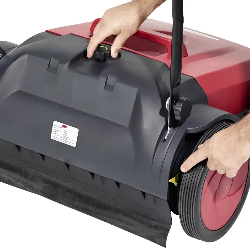 Viper handkehrmaschine ps480-eu rotschwarz industrieller bodenkehrer mit strukturierter plastikoberfläche gummirädern und bürstenaufsatz