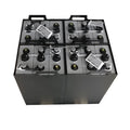 Schwarzer rechteckiger wetrok batterie gel 12v105ahc5 akku mit vier grauen zellen und schwarzen kappen