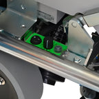 Green control panel with black knobs and gray buttons on wetrok drivematic delarge dosing scheuersaugmaschine
