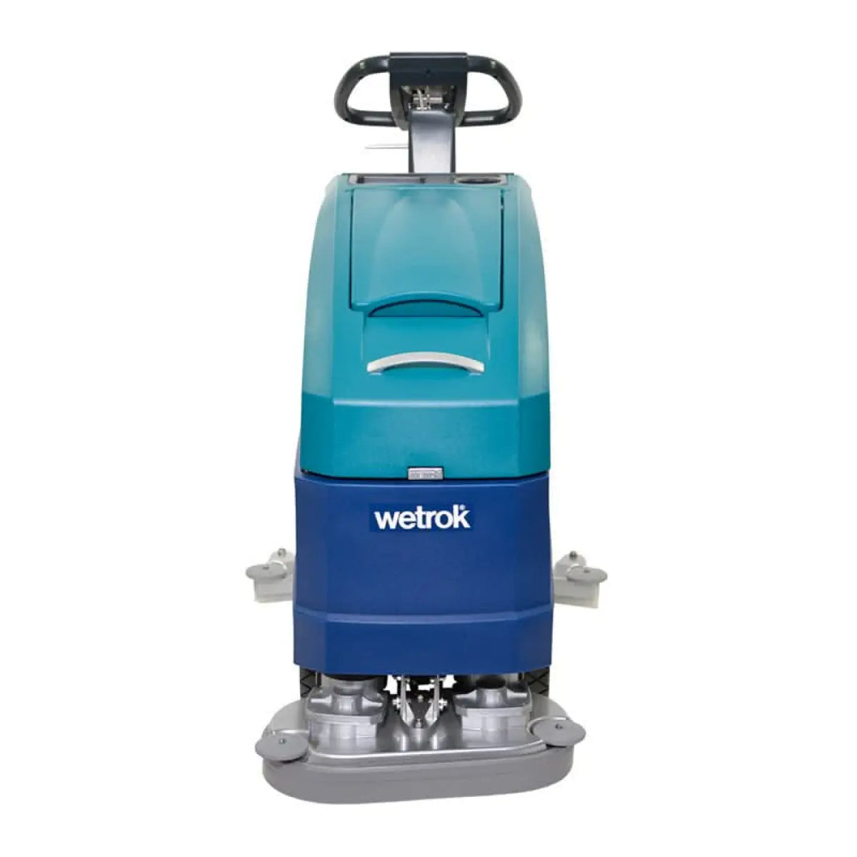 Teal und blaue wetrok duomatic esprit reinigungsmaschine bodenreinigungsmaschine mit schwarzem griff, rückansicht