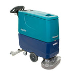 Wetrok duomatic impulse bodenreiniger mit blauem und türkisem wetlook, schwarzem griff, silberner metallbasis und rädern