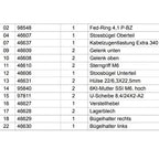 Technische teileliste für die mechanische baugruppe des wetrok gelenk unten extravac 340 reinigungsgeräts
