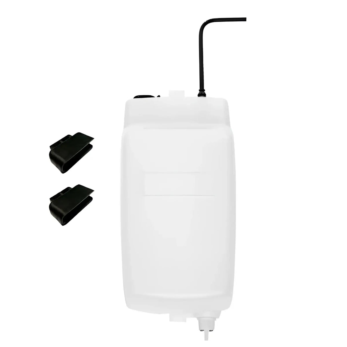 Weißer kunststoff-wassertank wetrok monomatic 14l mit schwarzem deckel und schlauchanschluss