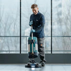Teal und beige Wetrok Spin BeFree nassbödenreinigungsmaschine mit modernem und schlankem design
